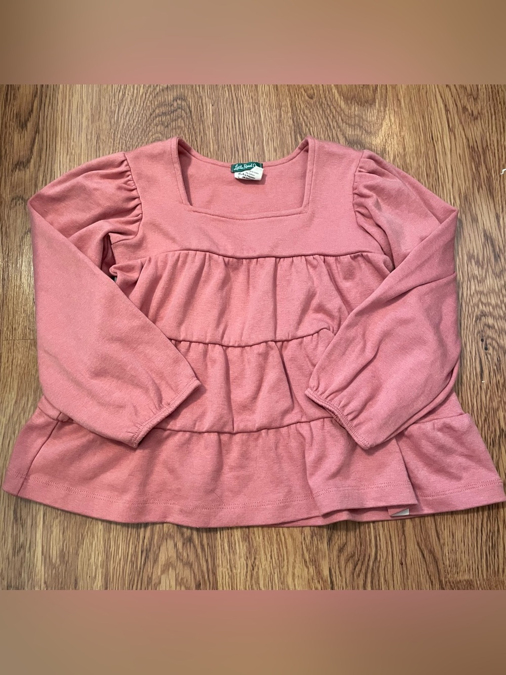 Little Road Co. Girls Rose Pink Tiered Long-Sleeve